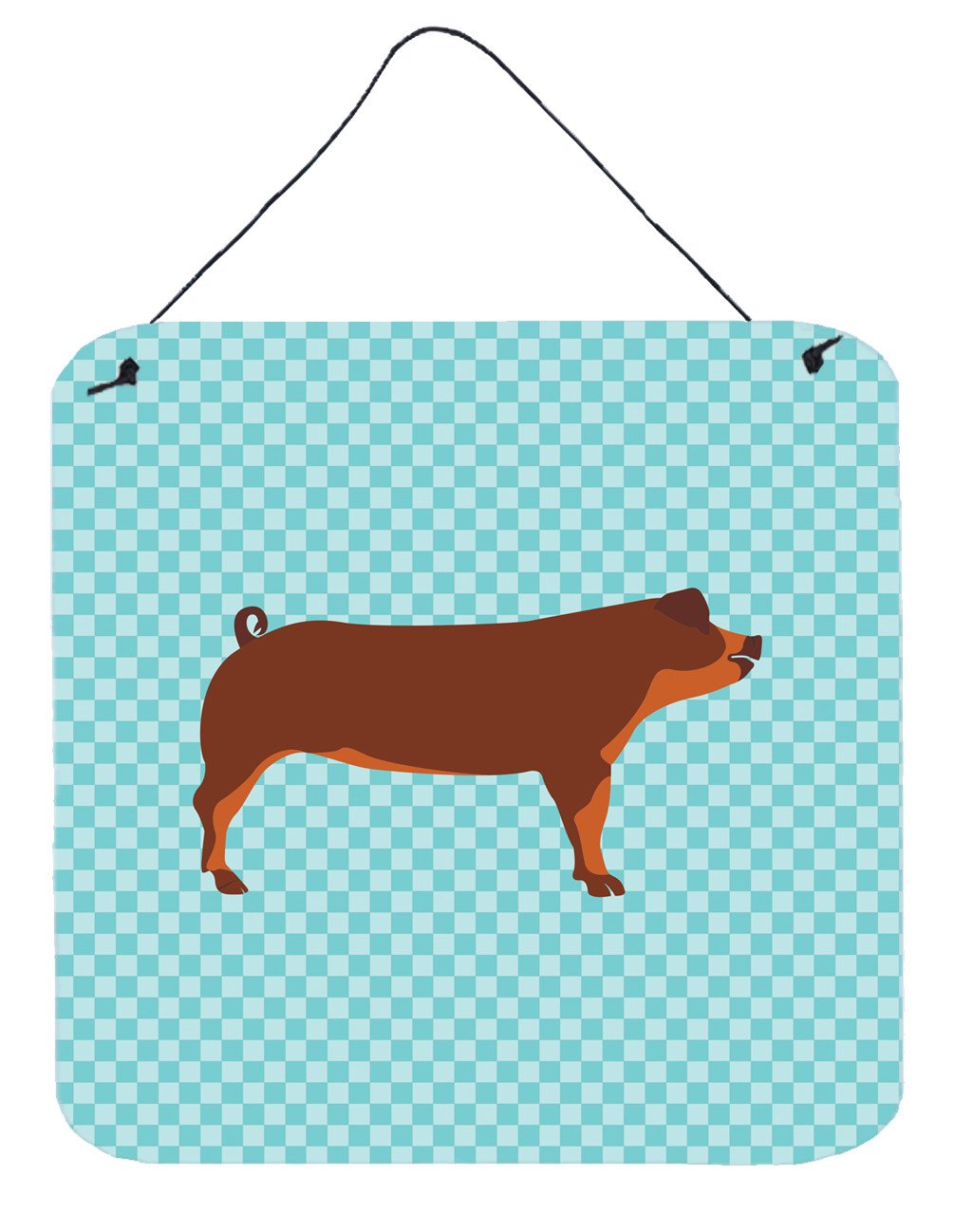 Duroc Pig Blue Check Wall or Door Hanging Prints BB8116DS66 by Caroline&#39;s Treasures