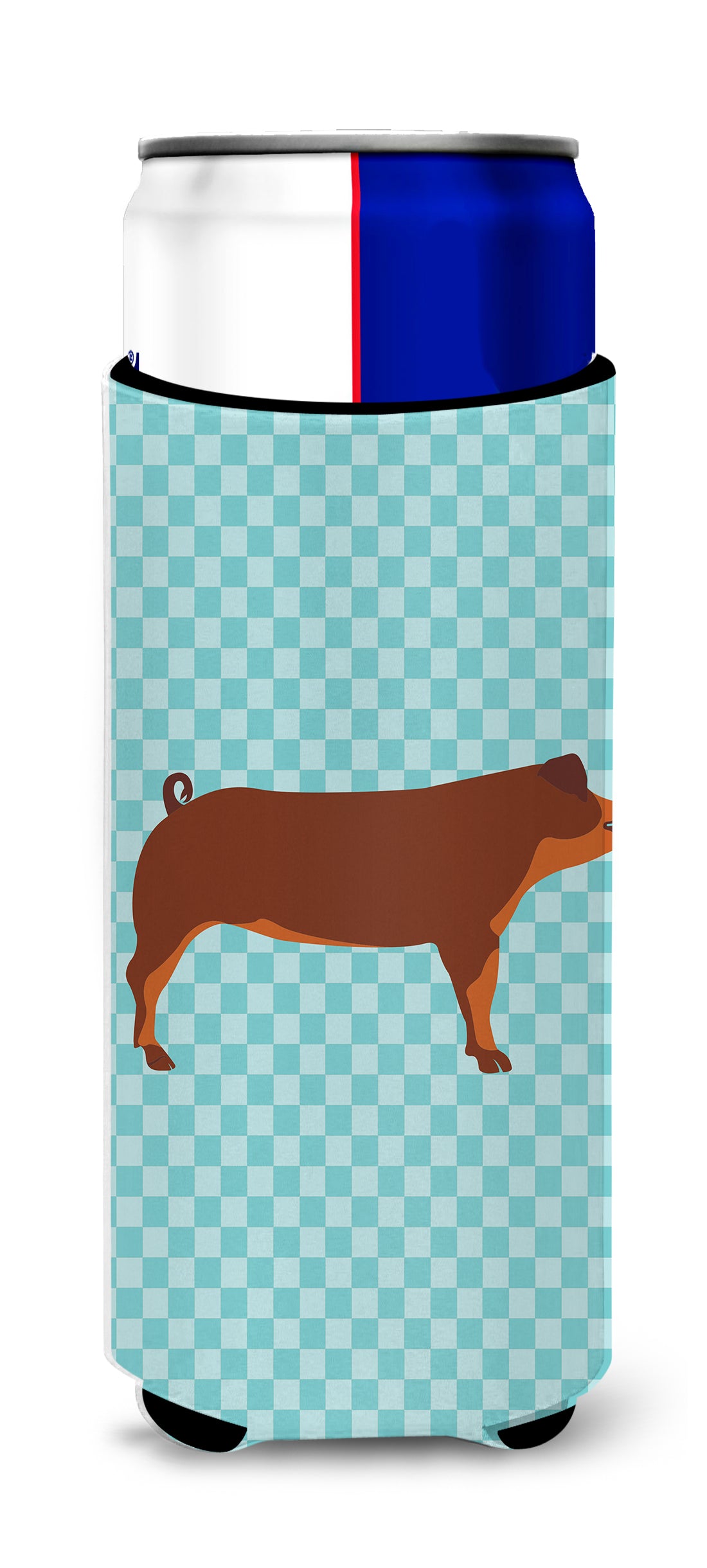Duroc Pig Blue Check  Ultra Hugger for slim cans  the-store.com.
