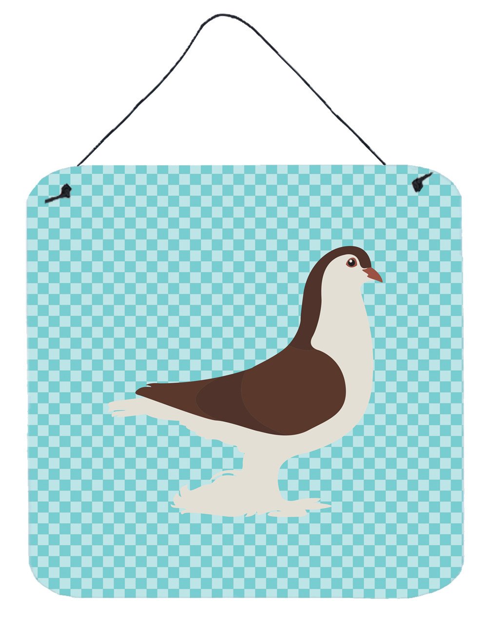 Large Pigeon Blue Check Wall or Door Hanging Prints BB8117DS66 by Caroline&#39;s Treasures