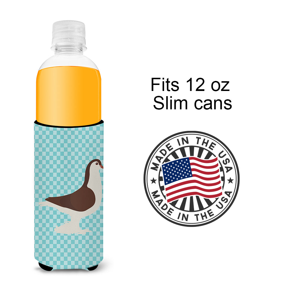 Large Pigeon Blue Check  Ultra Hugger for slim cans