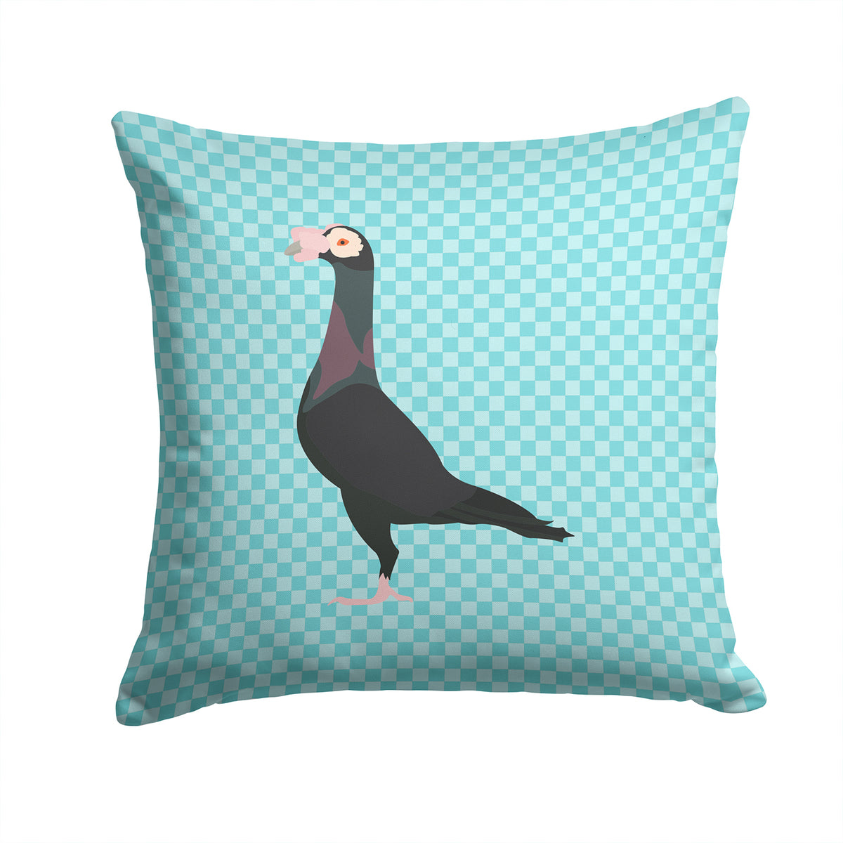 English Carrier Pigeon Blue Check Fabric Decorative Pillow BB8119PW1414 - the-store.com
