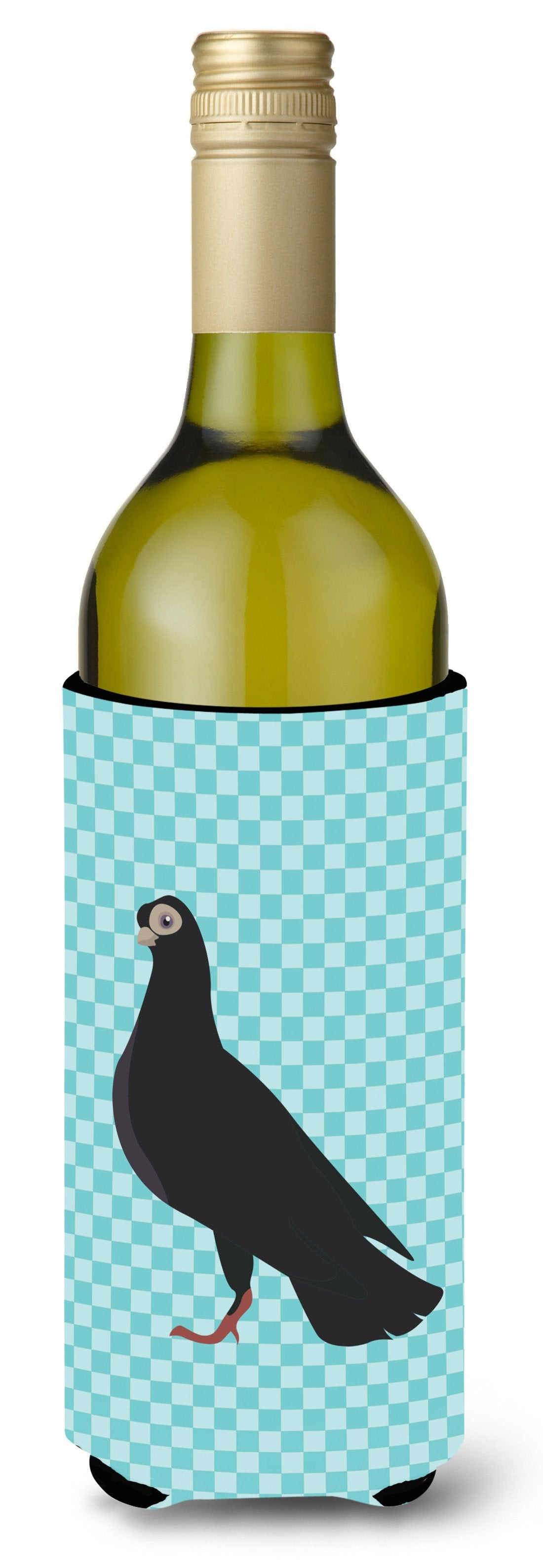Budapest Highflyer Pigeon Blue Check Wine Bottle Beverge Insulator Hugger BB8121LITERK by Caroline&#39;s Treasures