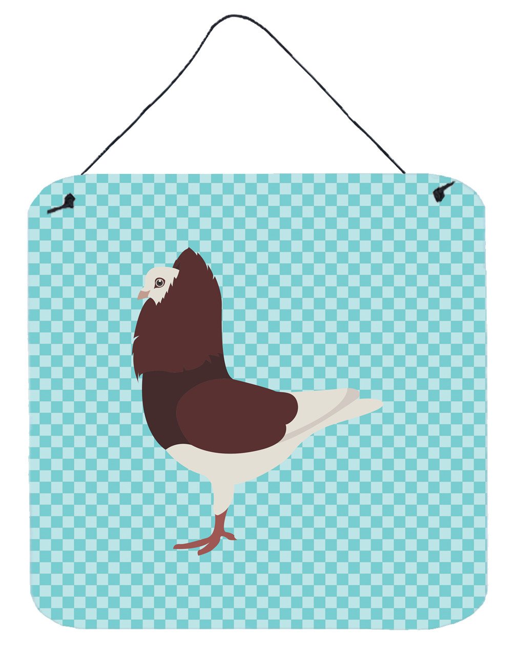 Capuchin Red Pigeon Blue Check Wall or Door Hanging Prints BB8122DS66 by Caroline&#39;s Treasures