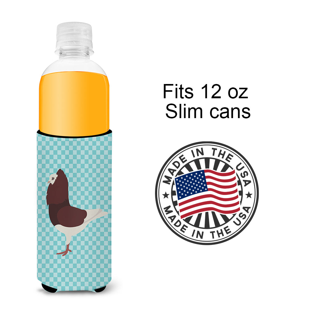 Capuchin Red Pigeon Blue Check  Ultra Hugger for slim cans  the-store.com.