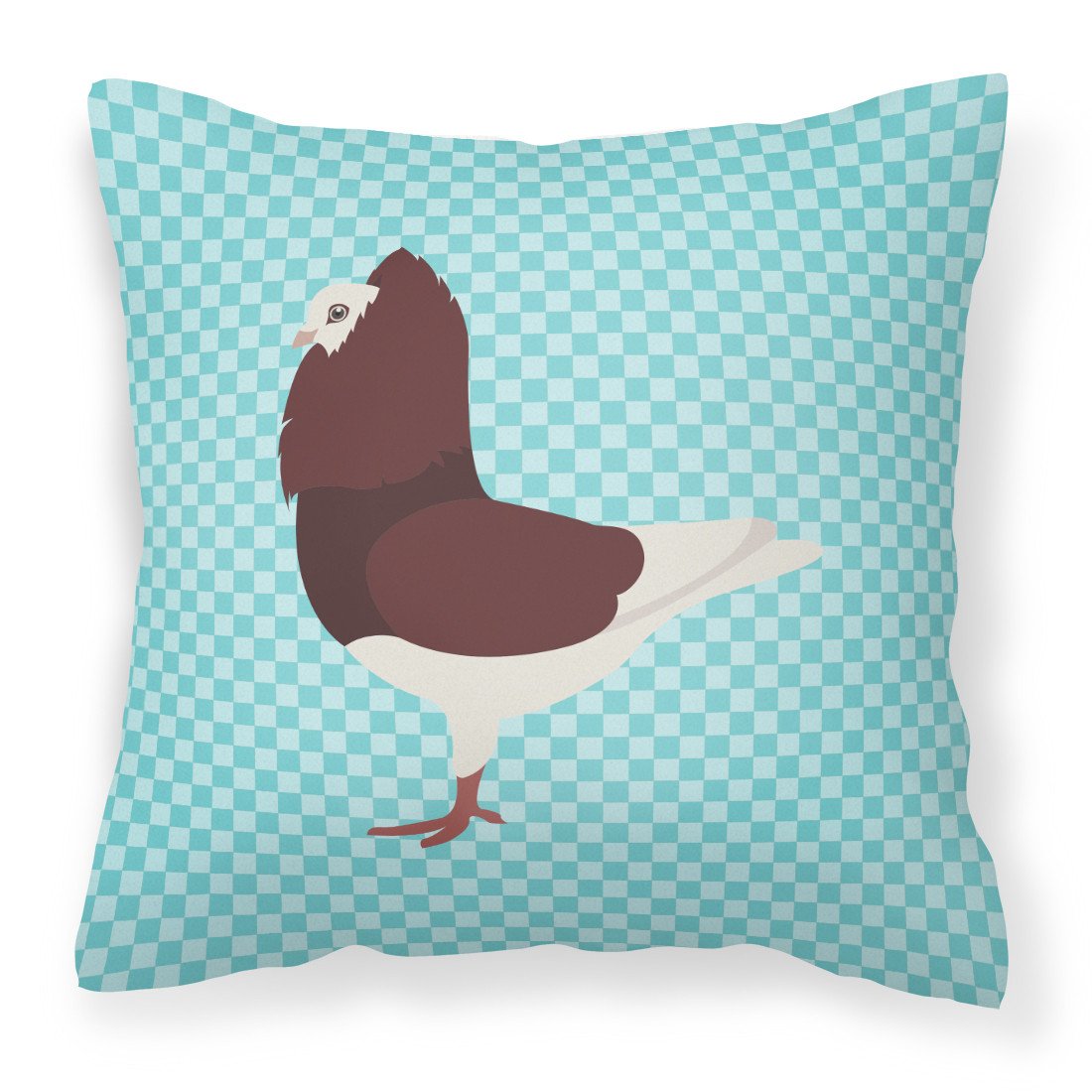 Capuchin Red Pigeon Blue Check Fabric Decorative Pillow BB8122PW1818 by Caroline&#39;s Treasures