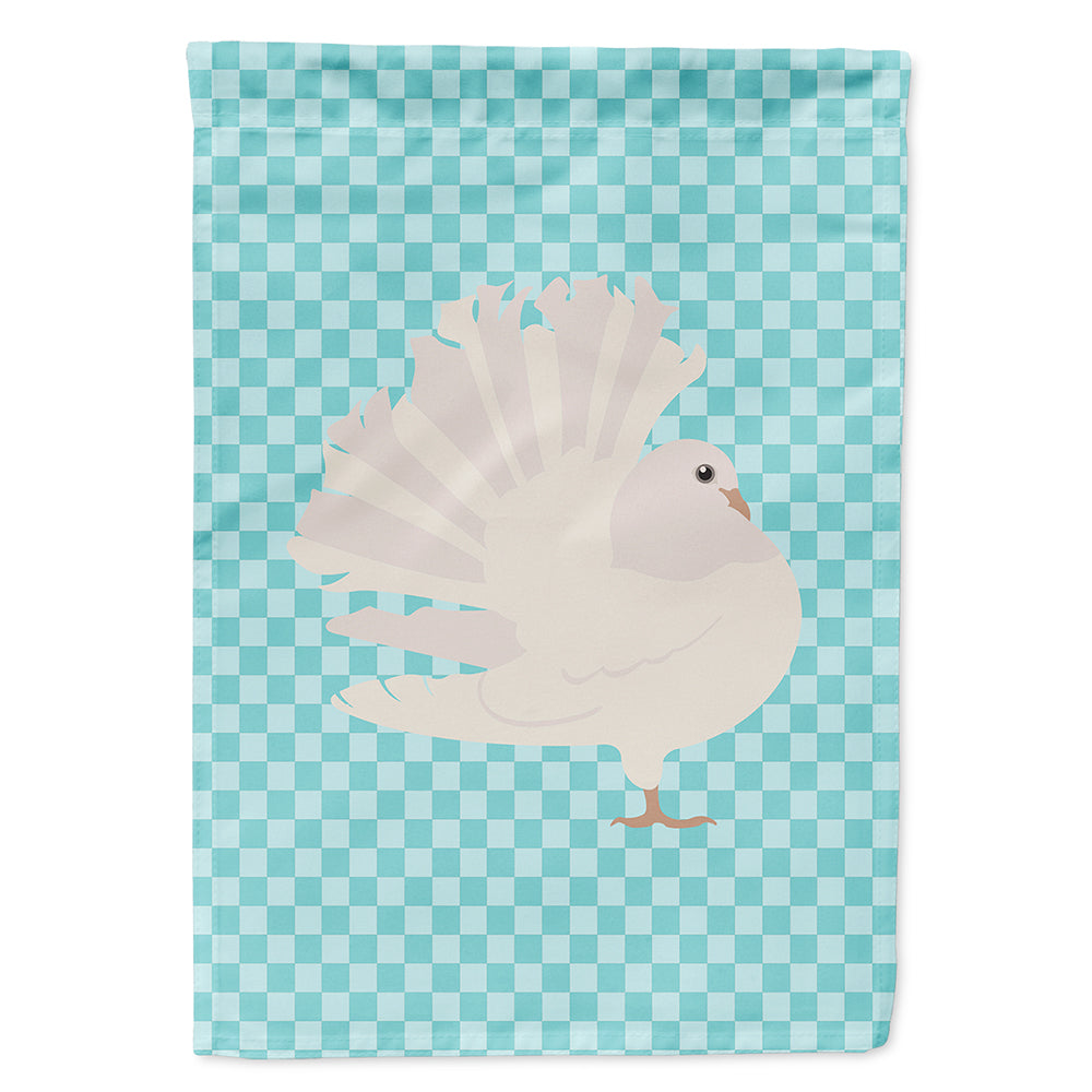 Silver Fantail Pigeon Blue Check Flag Canvas House Size BB8124CHF