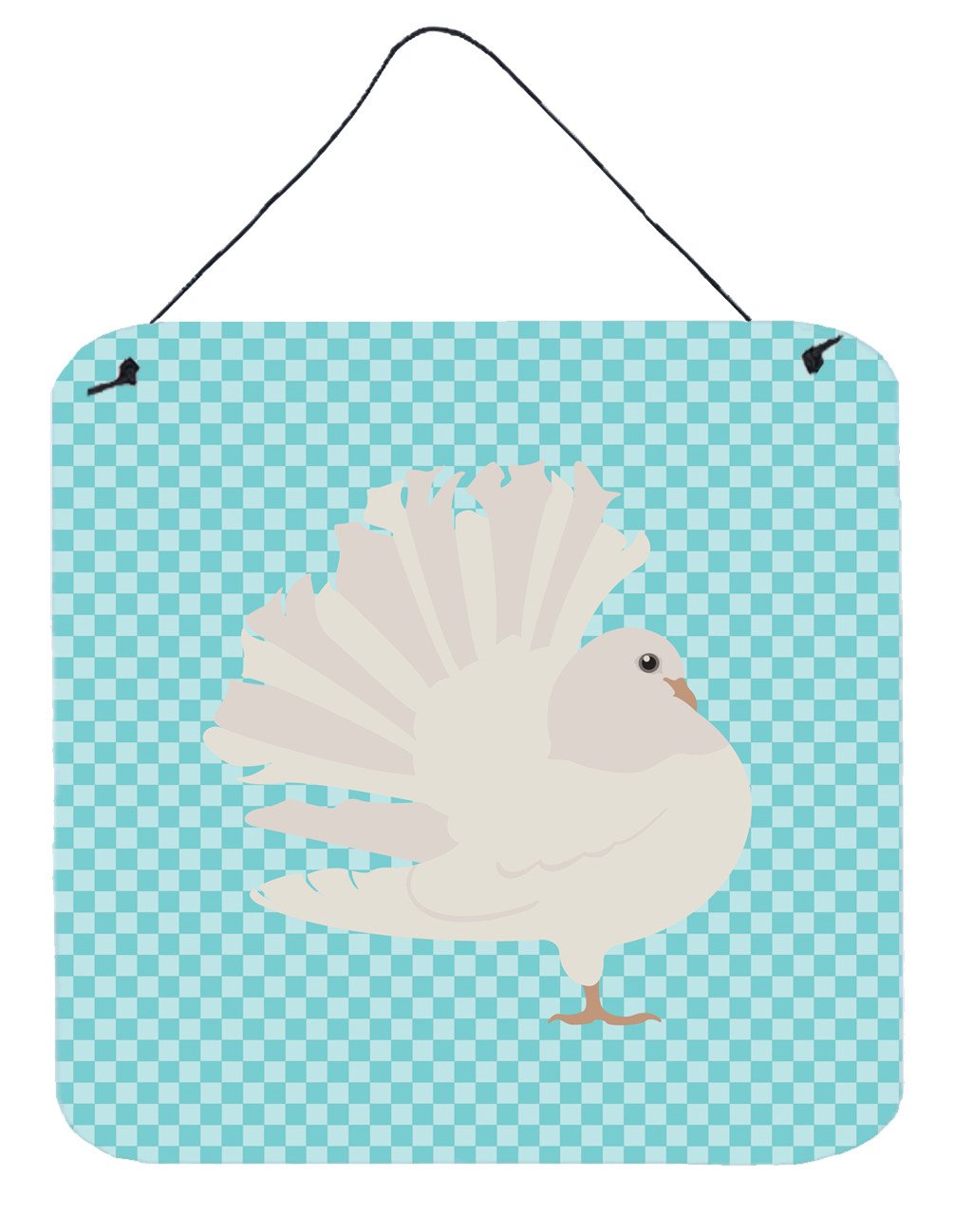 Silver Fantail Pigeon Blue Check Wall or Door Hanging Prints BB8124DS66 by Caroline's Treasures
