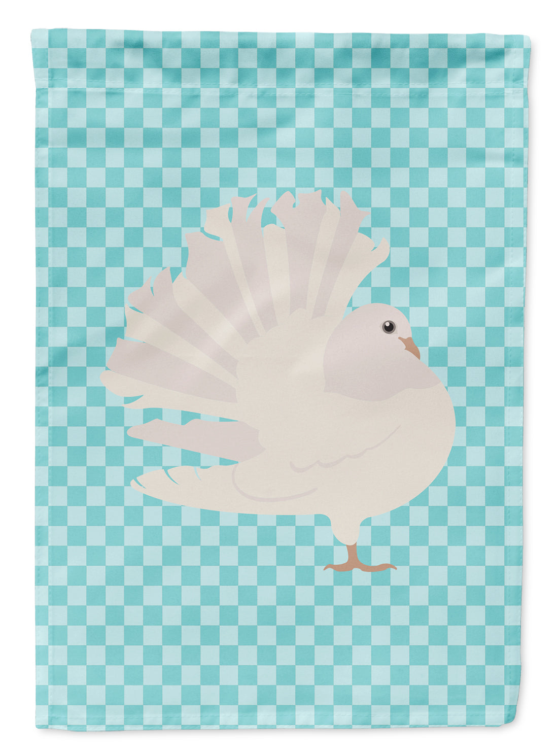 Silver Fantail Pigeon Blue Check Flag Garden Size  the-store.com.