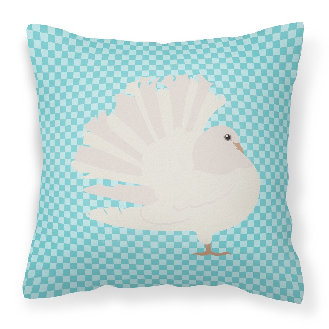 Silver Fantail Pigeon Blue Check Fabric Decorative Pillow BB8124PW1818 by Caroline's Treasures