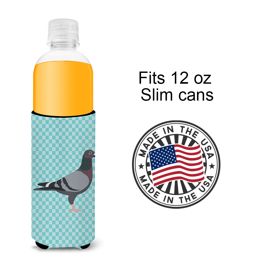 Racing Pigeon Blue Check  Ultra Hugger for slim cans