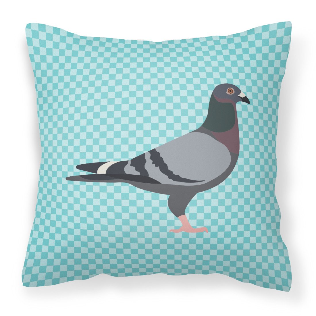 Racing Pigeon Blue Check Fabric Decorative Pillow BB8125PW1818 by Caroline&#39;s Treasures