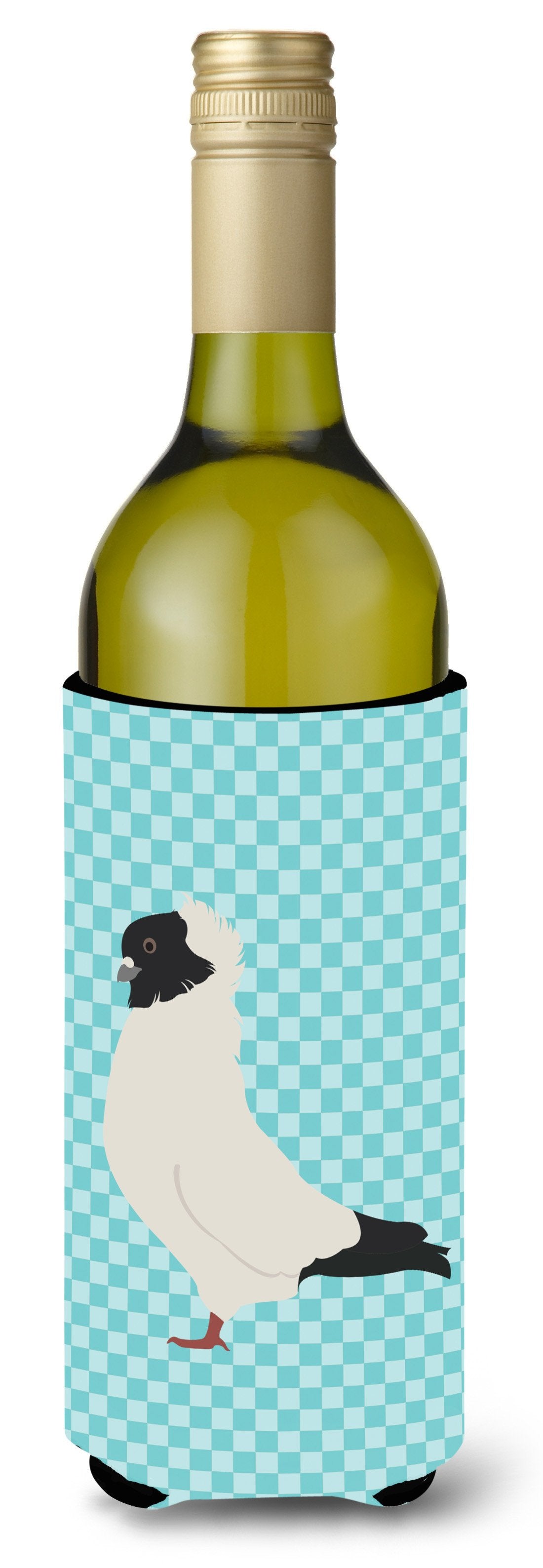 Nun Pigeon Blue Check Wine Bottle Beverge Insulator Hugger BB8126LITERK by Caroline&#39;s Treasures