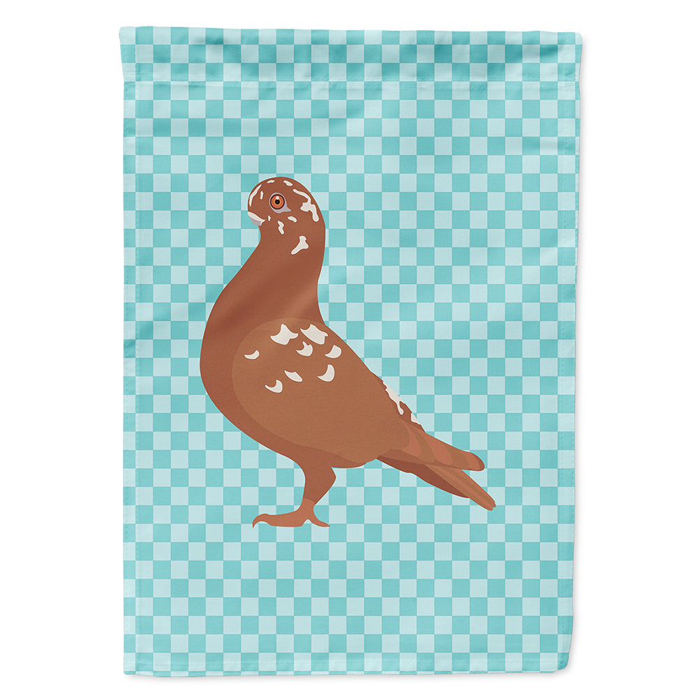 African Owl Pigeon Blue Check Flag Canvas House Size BB8127CHF