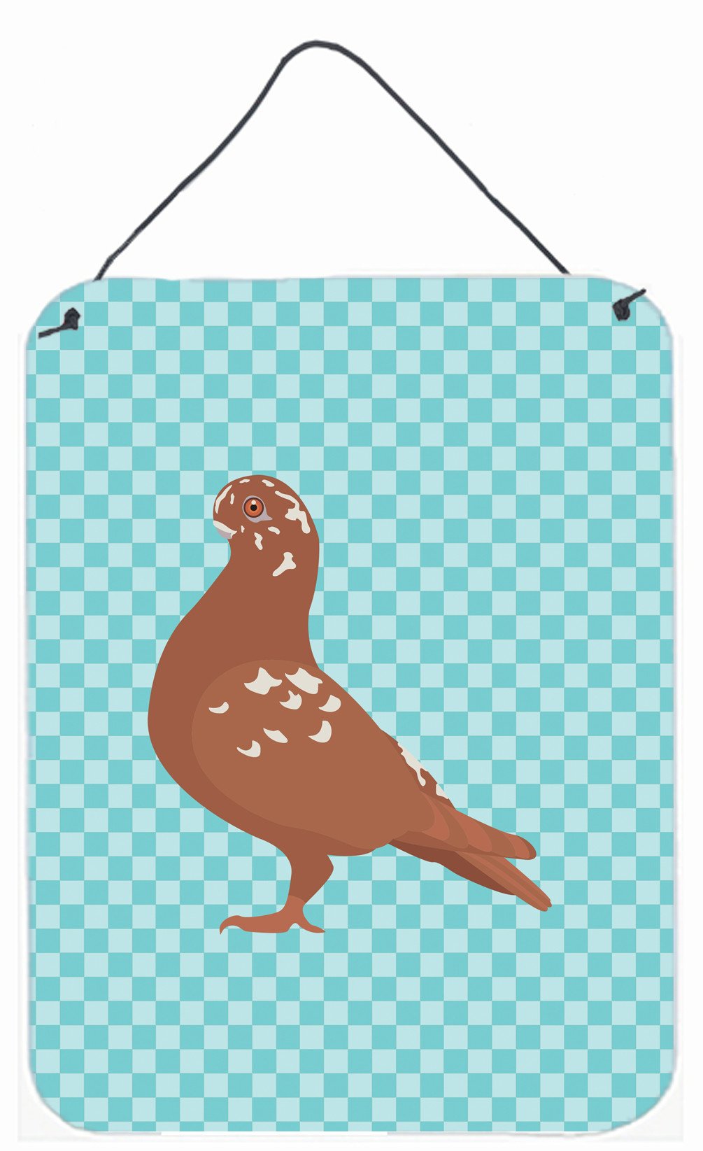 African Owl Pigeon Blue Check Wall or Door Hanging Prints BB8127DS1216 by Caroline's Treasures