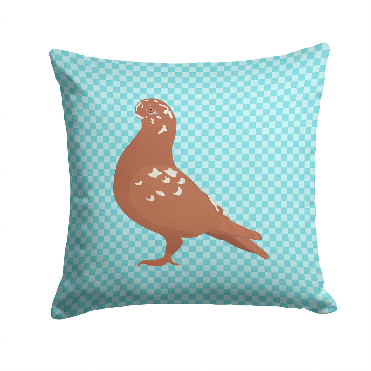 African Owl Pigeon Blue Check Fabric Decorative Pillow BB8127PW1414 - the-store.com