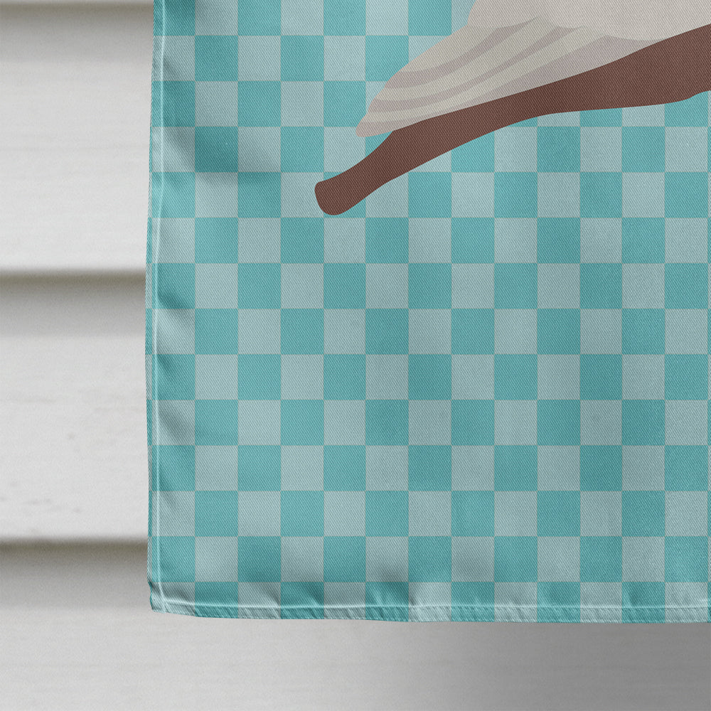 English Pouter Pigeon Blue Check Flag Canvas House Size BB8128CHF  the-store.com.