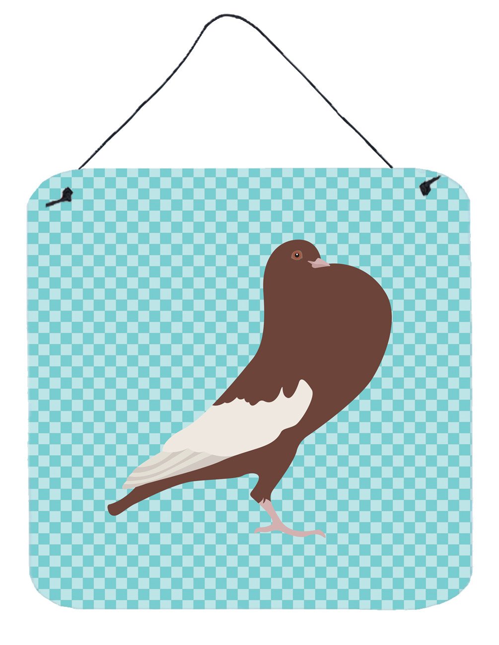 English Pouter Pigeon Blue Check Wall or Door Hanging Prints BB8128DS66 by Caroline&#39;s Treasures