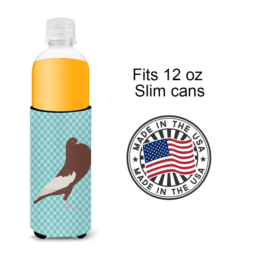 English Pouter Pigeon Blue Check  Ultra Hugger for slim cans  the-store.com.