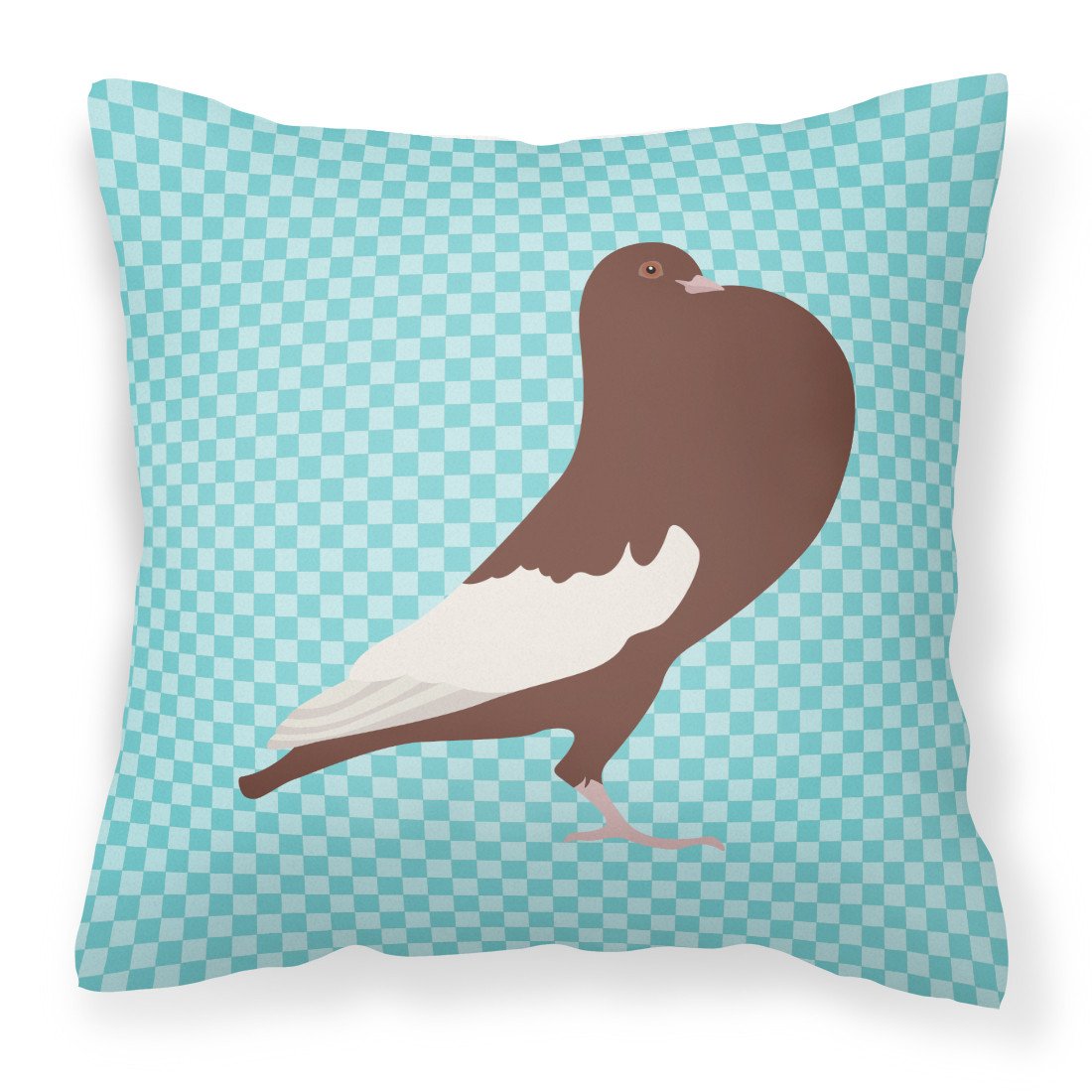 English Pouter Pigeon Blue Check Fabric Decorative Pillow BB8128PW1818 by Caroline&#39;s Treasures