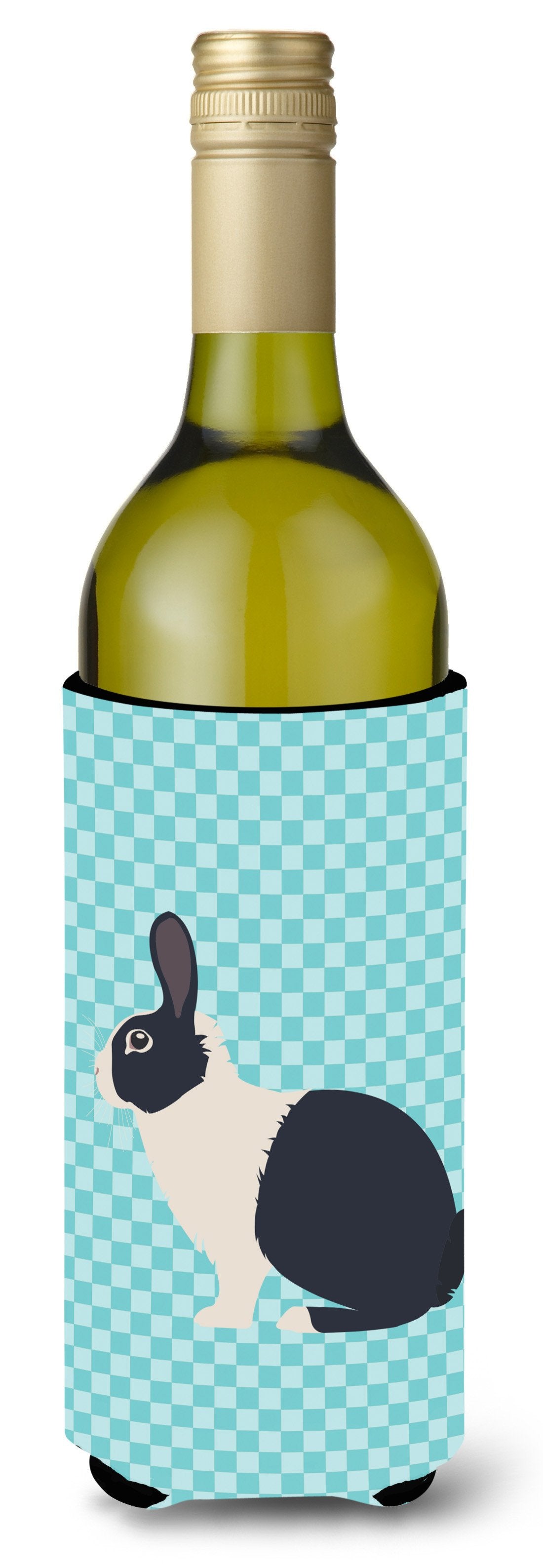 Dutch Rabbit Blue Check Wine Bottle Beverge Insulator Hugger BB8132LITERK by Caroline&#39;s Treasures