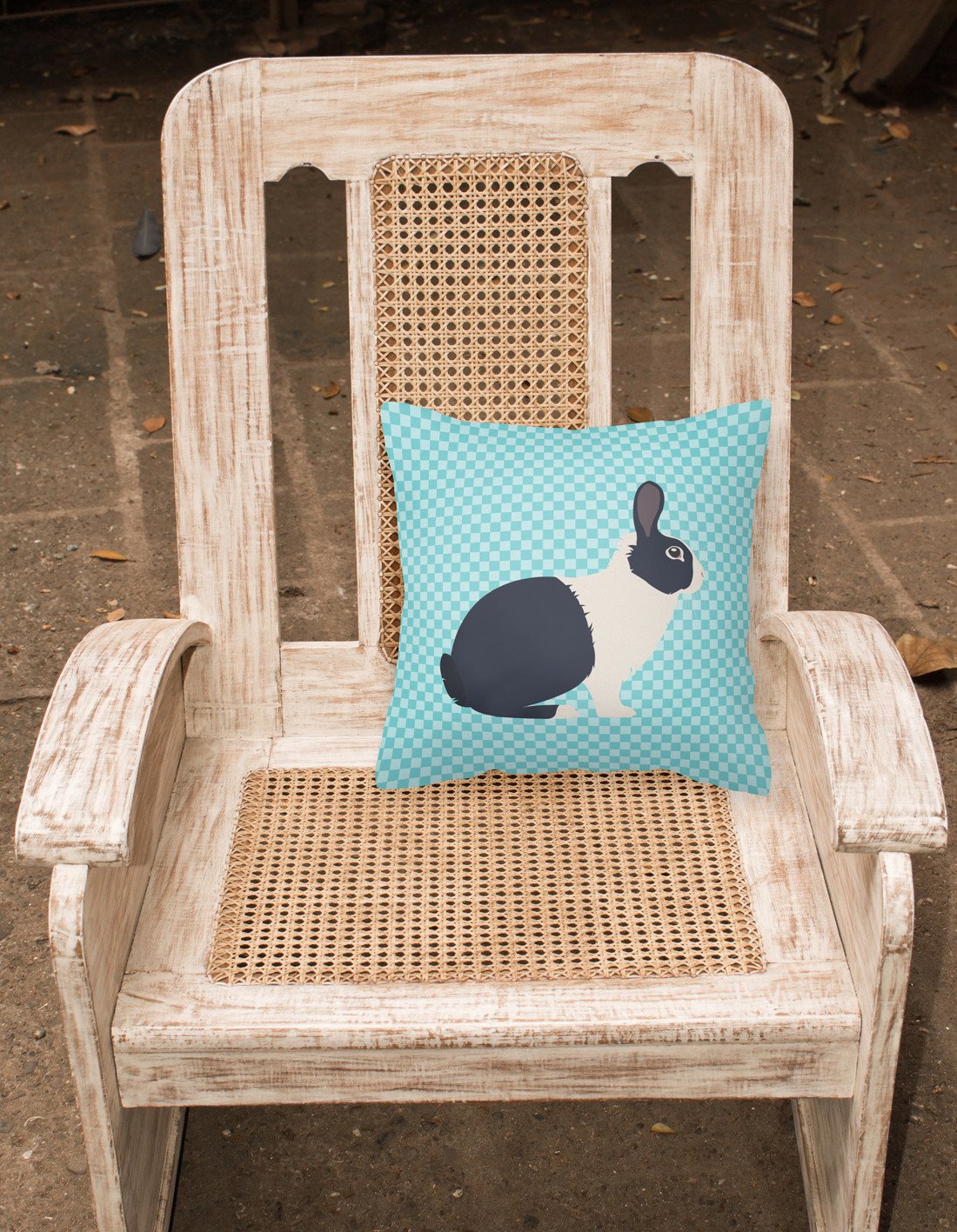 Dutch Rabbit Blue Check Fabric Decorative Pillow BB8132PW1818 by Caroline's Treasures