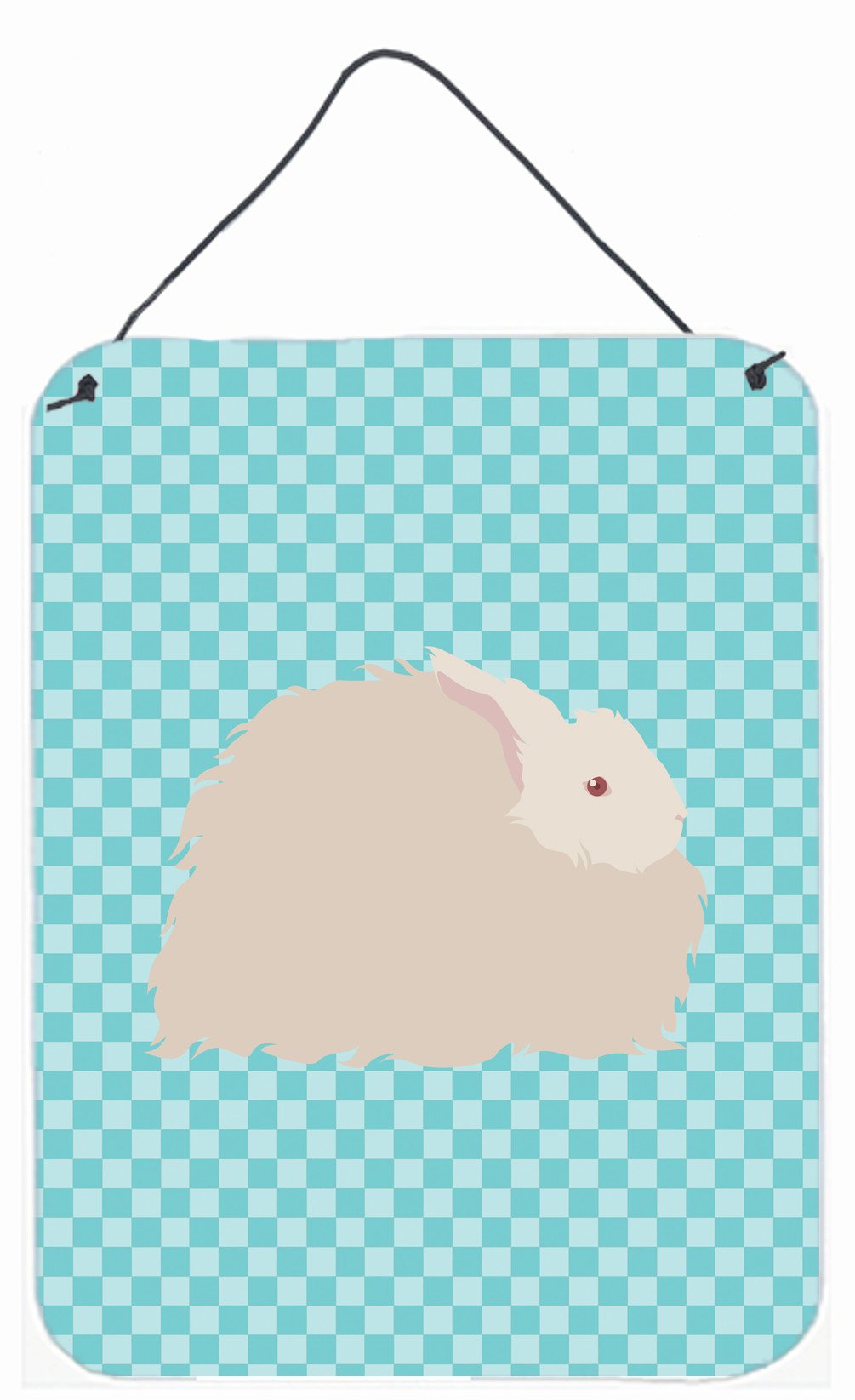 Fluffy Angora Rabbit Blue Check Wall or Door Hanging Prints BB8133DS1216 by Caroline&#39;s Treasures