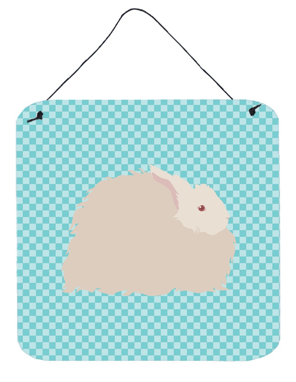 Fluffy Angora Rabbit Blue Check Wall or Door Hanging Prints BB8133DS66 by Caroline's Treasures