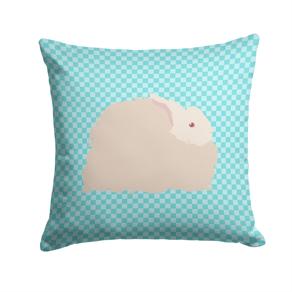 Fluffy Angora Rabbit Blue Check Fabric Decorative Pillow BB8133PW1414 - the-store.com