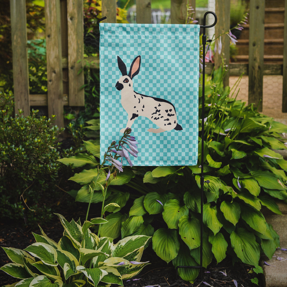English Spot Rabbit Blue Check Flag Garden Size