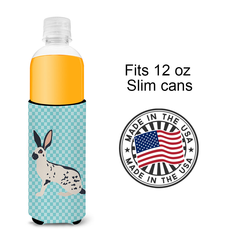 English Spot Rabbit Blue Check  Ultra Hugger for slim cans