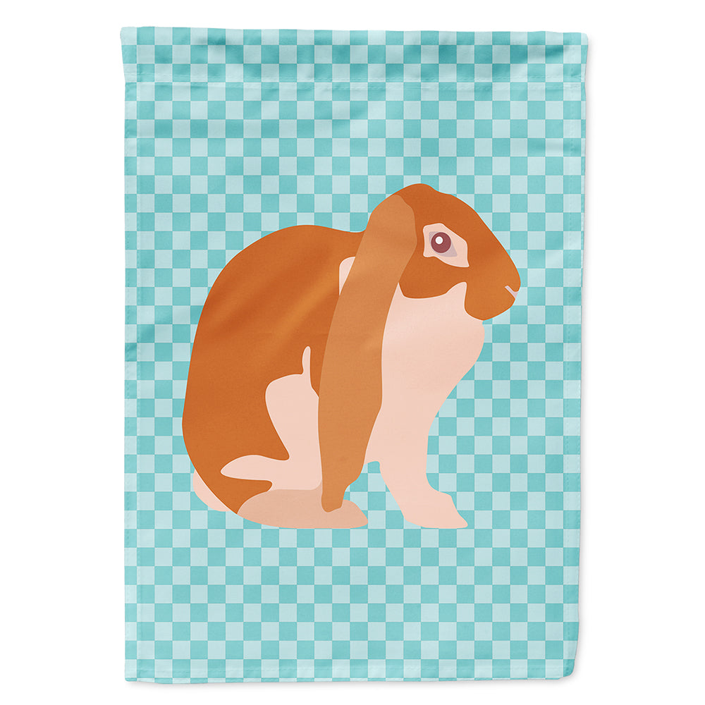 English Lop Rabbit Blue Check Flag Canvas House Size BB8136CHF