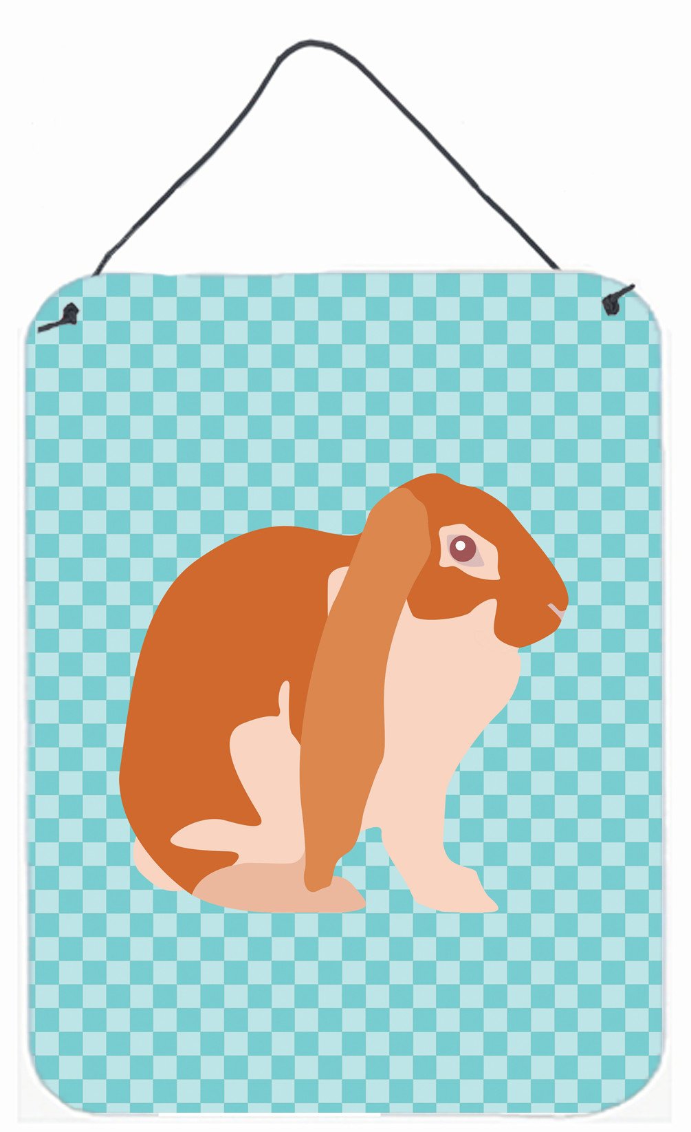 English Lop Rabbit Blue Check Wall or Door Hanging Prints BB8136DS1216 by Caroline&#39;s Treasures