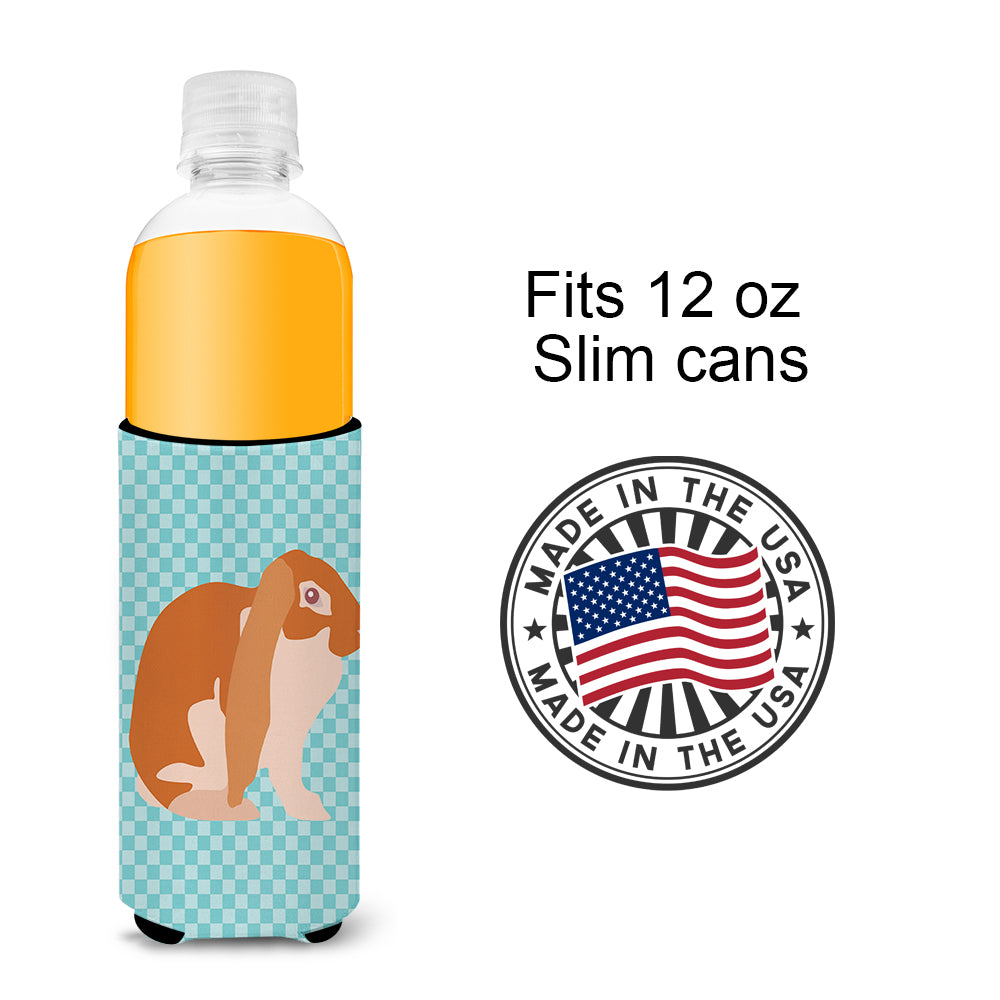 English Lop Rabbit Blue Check  Ultra Hugger for slim cans
