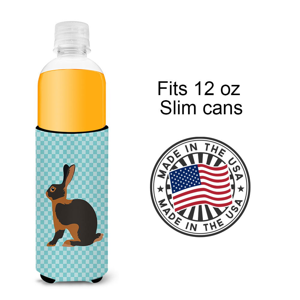 Tan Rabbit Blue Check  Ultra Hugger for slim cans  the-store.com.