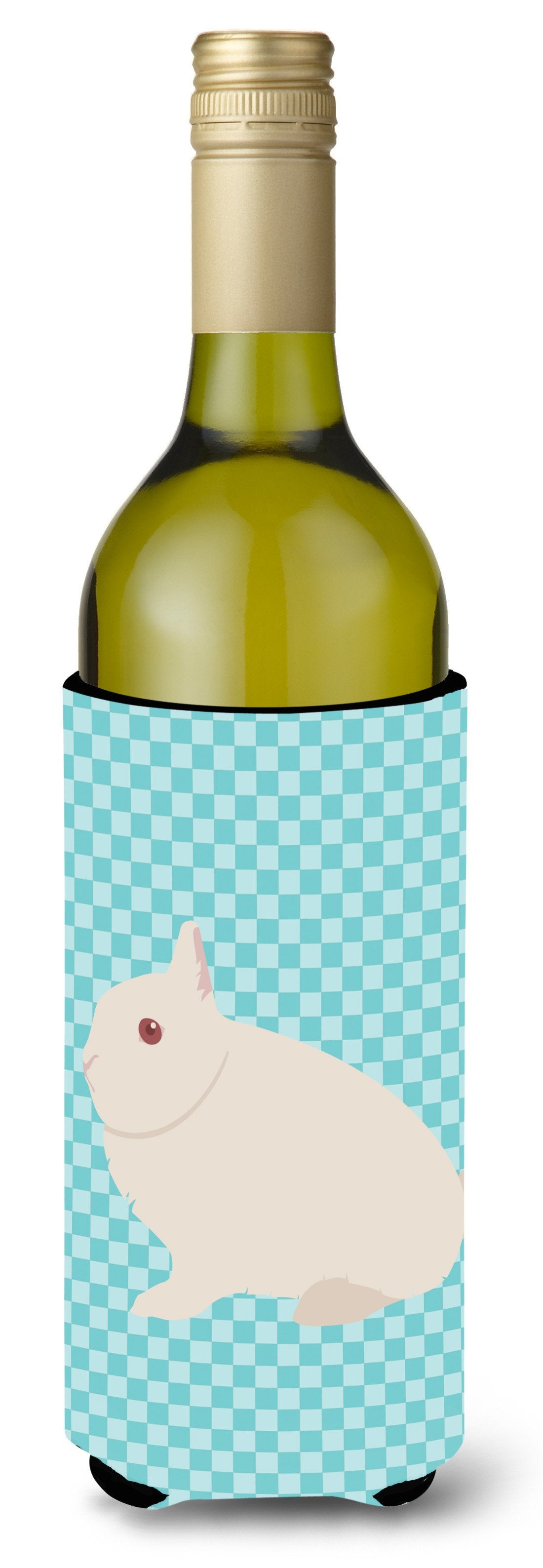 Hermelin Rabbit Blue Check Wine Bottle Beverge Insulator Hugger BB8138LITERK by Caroline&#39;s Treasures