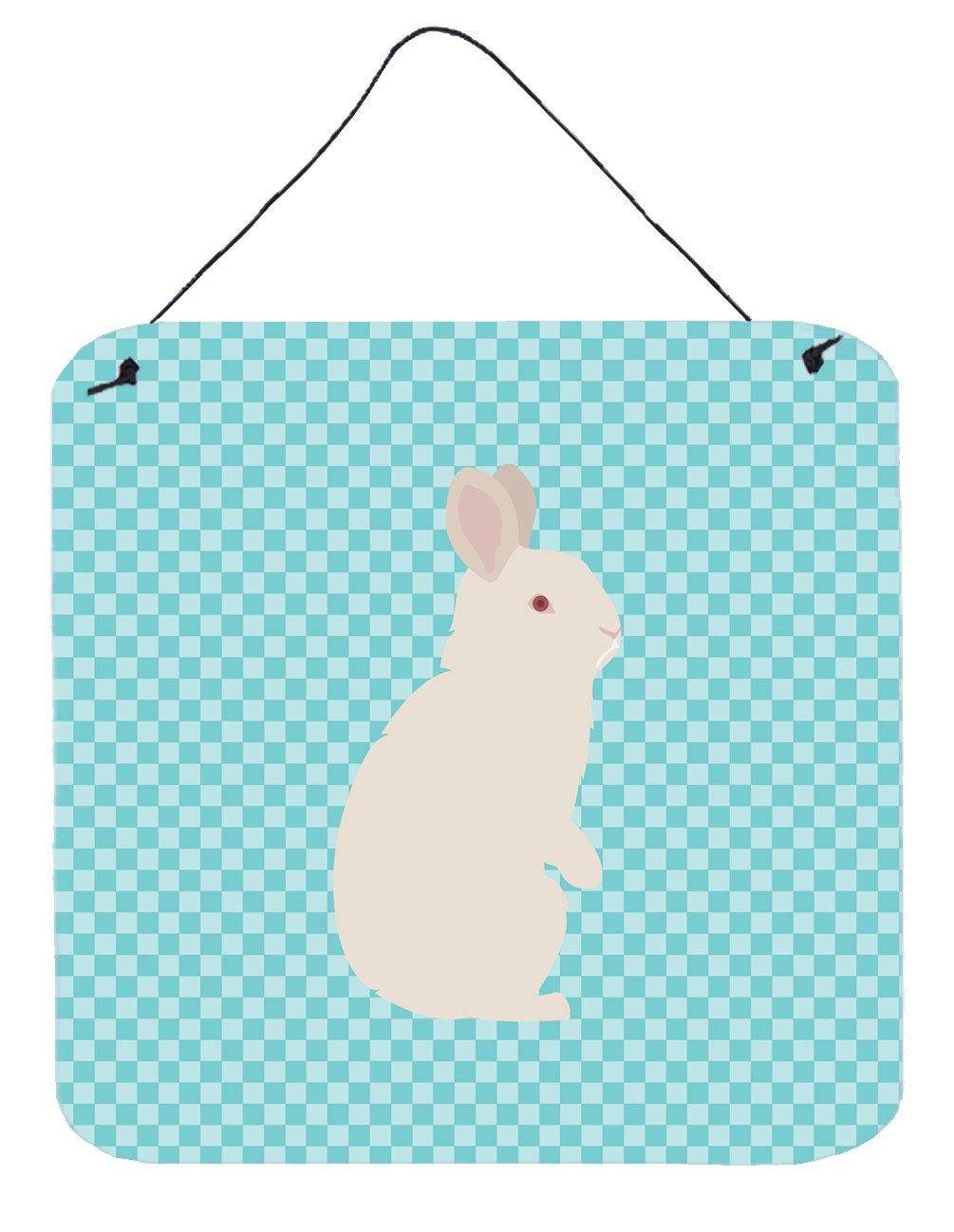 New Zealand White Rabbit Blue Check Wall or Door Hanging Prints BB8139DS66 by Caroline&#39;s Treasures