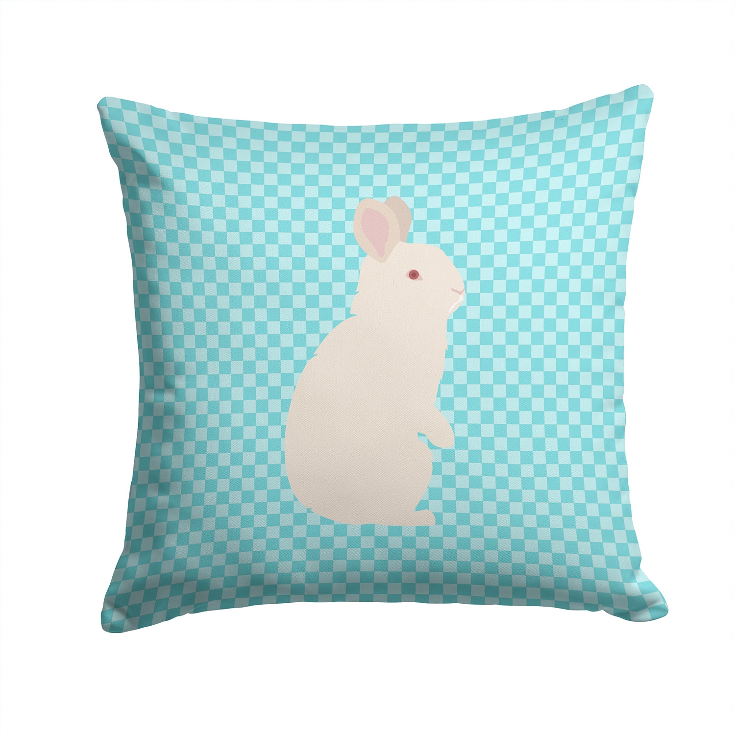 New Zealand White Rabbit Blue Check Fabric Decorative Pillow BB8139PW1414 - the-store.com