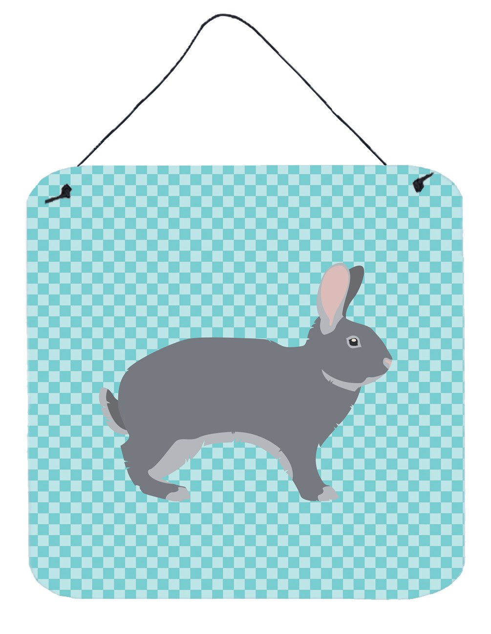 Giant Chinchilla Rabbit Blue Check Wall or Door Hanging Prints BB8140DS66 by Caroline&#39;s Treasures