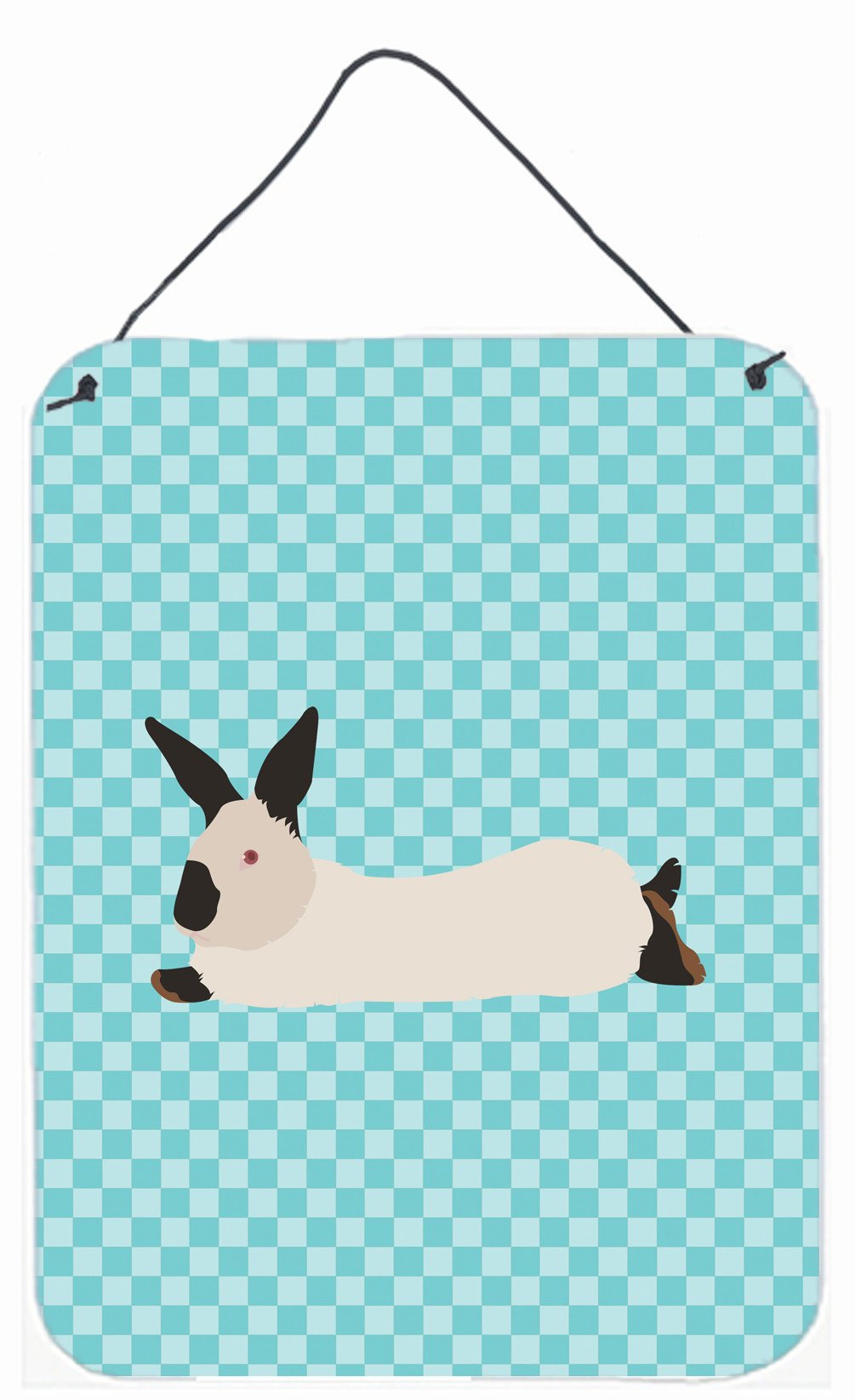 California White Rabbit Blue Check Wall or Door Hanging Prints BB8141DS1216 by Caroline's Treasures