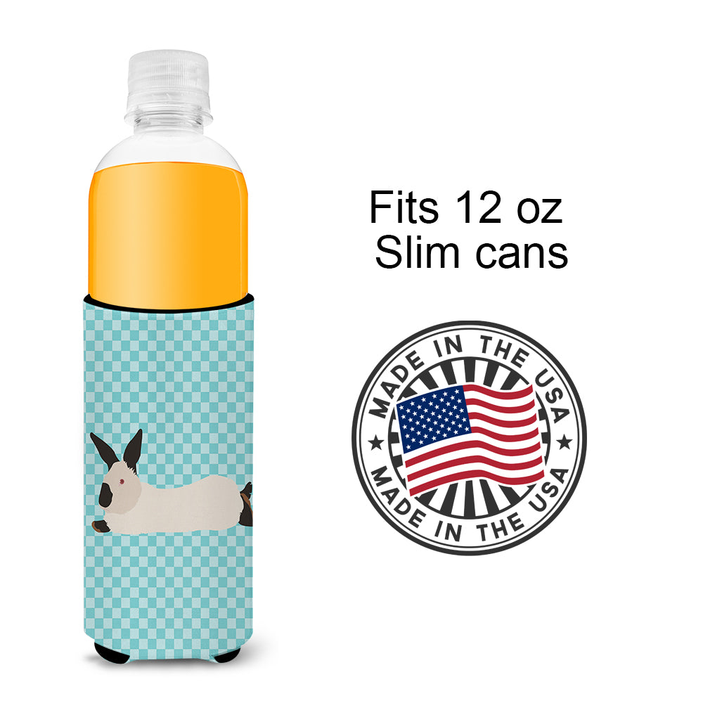 California White Rabbit Blue Check  Ultra Hugger for slim cans