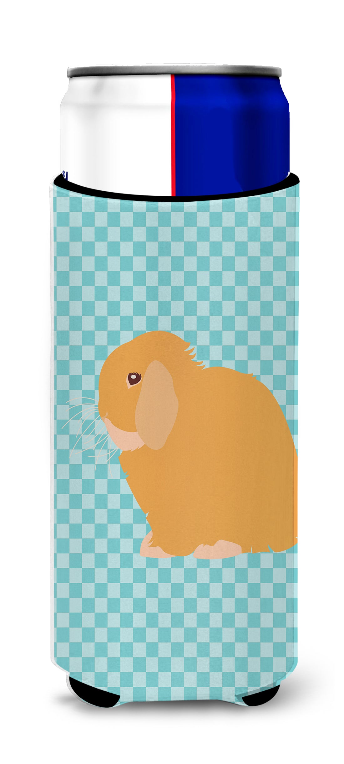 Holland Lop Rabbit Blue Check  Ultra Hugger for slim cans