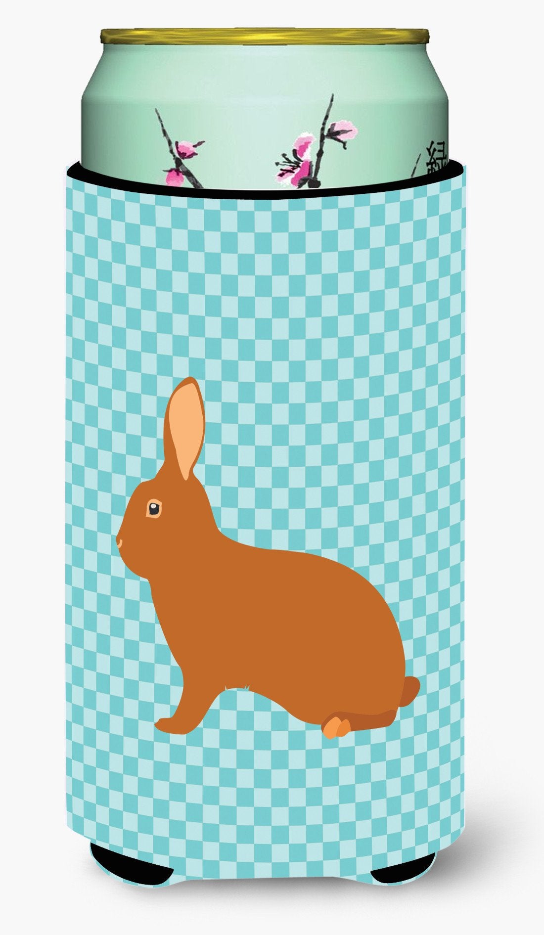 Rex Rabbit Blue Check Tall Boy Beverage Insulator Hugger BB8143TBC by Caroline&#39;s Treasures