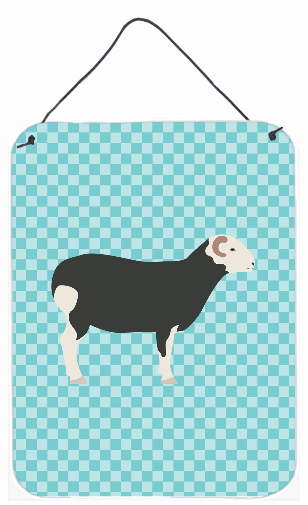 Herwick Sheep Blue Check Wall or Door Hanging Prints BB8144DS1216 by Caroline&#39;s Treasures