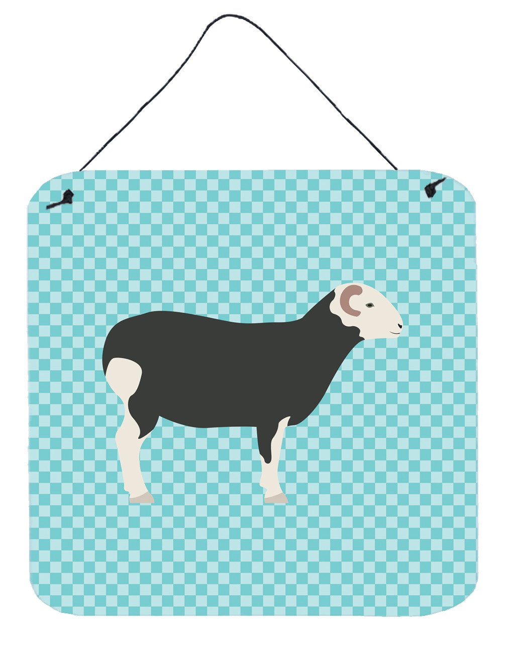 Herwick Sheep Blue Check Wall or Door Hanging Prints BB8144DS66 by Caroline&#39;s Treasures