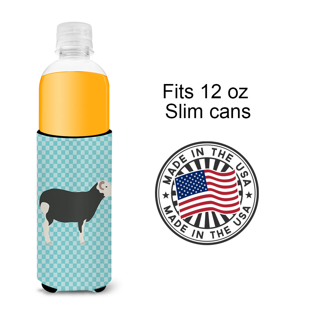 Herwick Sheep Blue Check  Ultra Hugger for slim cans  the-store.com.