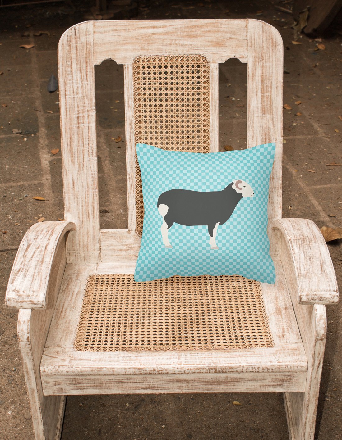 Herwick Sheep Blue Check Fabric Decorative Pillow BB8144PW1818 by Caroline's Treasures