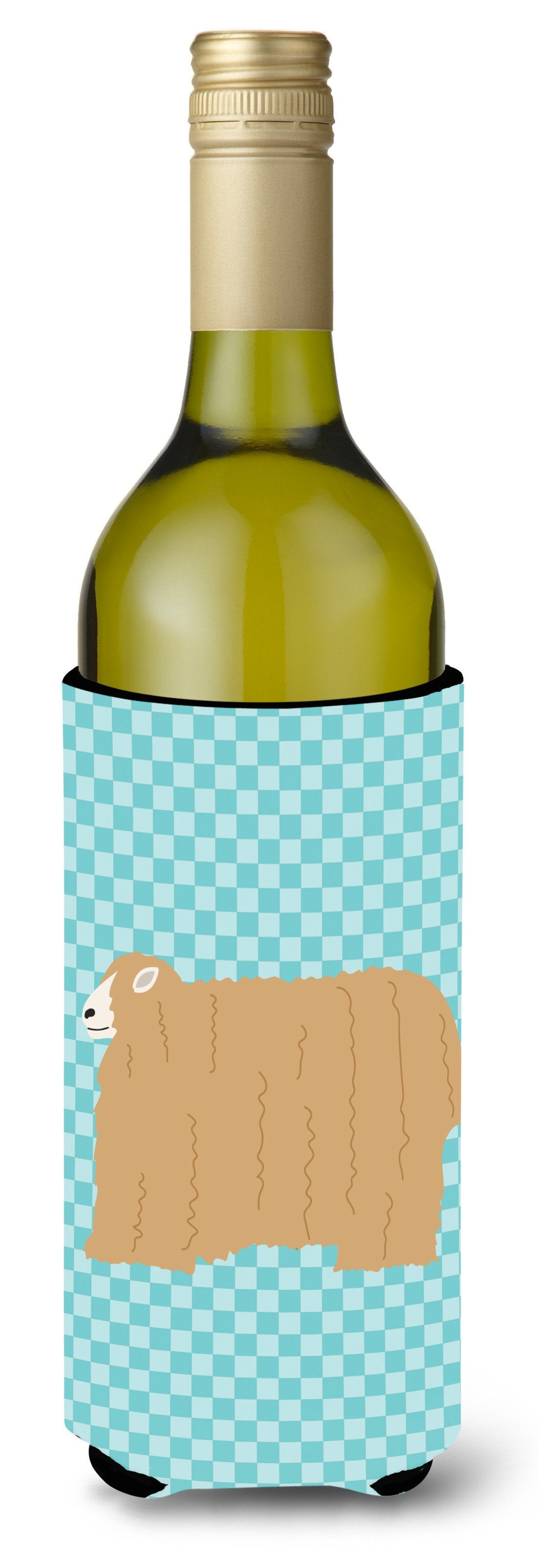 Lincoln Longwool Sheep Blue Check Wine Bottle Beverge Insulator Hugger BB8145LITERK by Caroline&#39;s Treasures