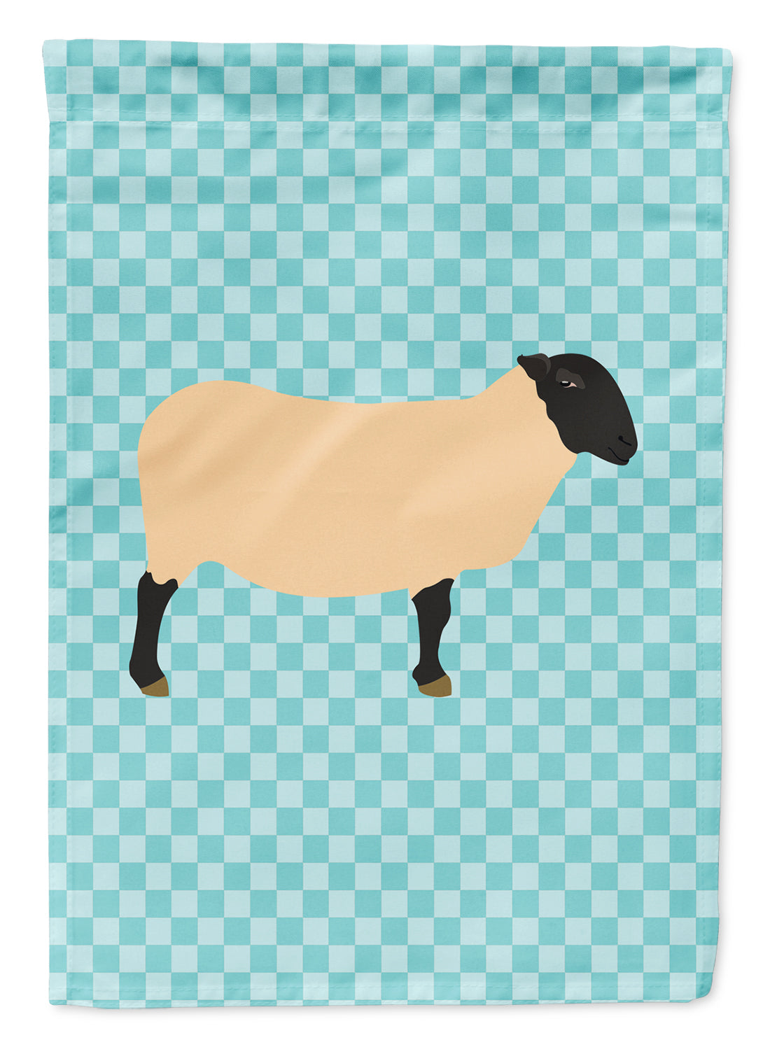 Suffolk Sheep Blue Check Flag Canvas House Size BB8146CHF