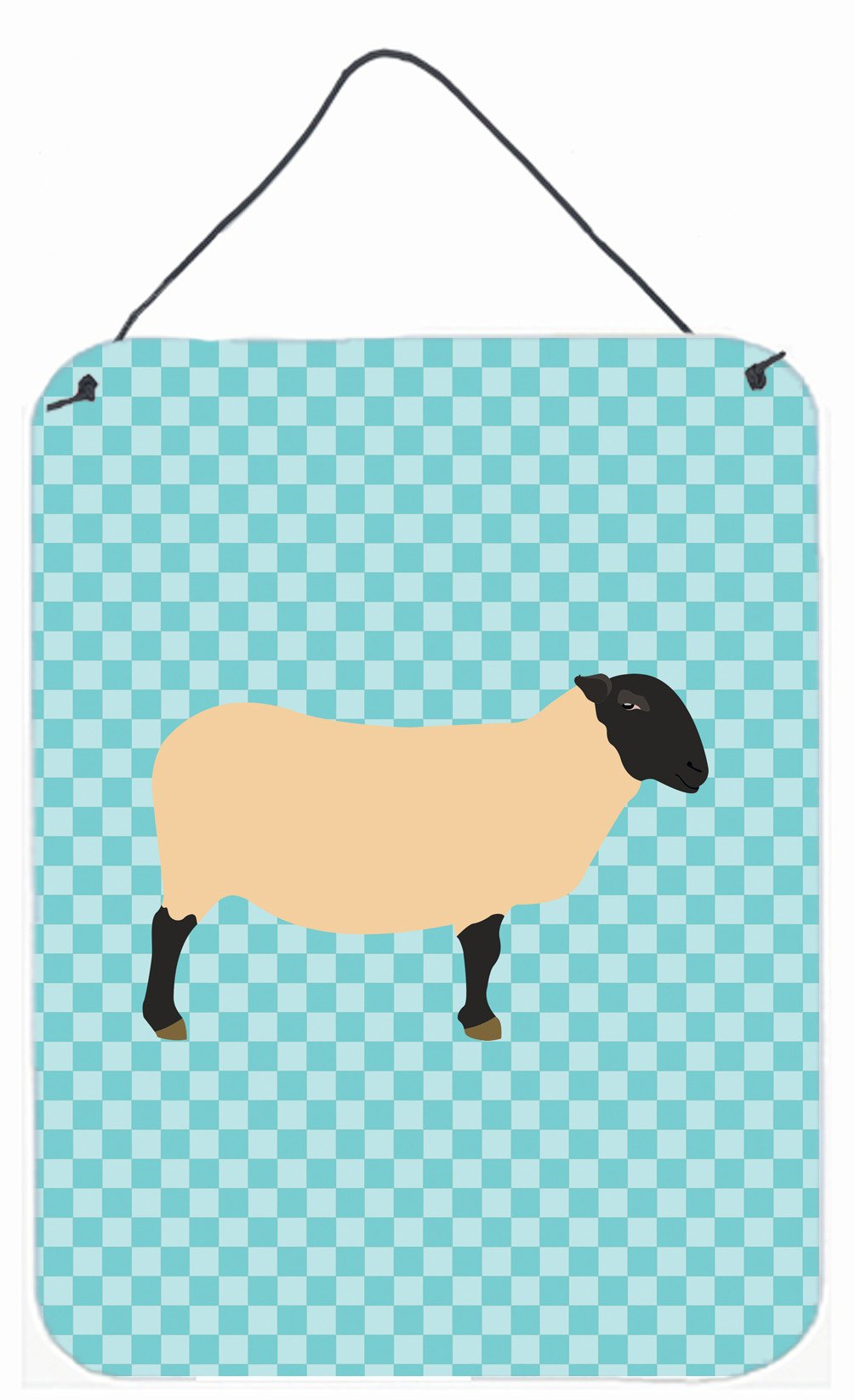 Suffolk Sheep Blue Check Wall or Door Hanging Prints BB8146DS1216 by Caroline&#39;s Treasures