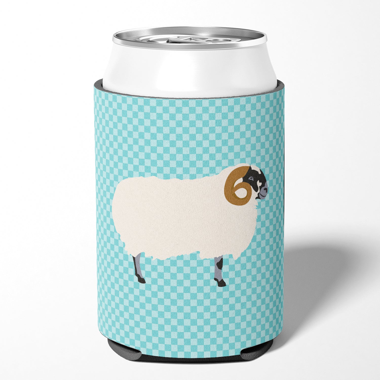 Scottish Blackface Sheep Blue Check Can or Bottle Hugger BB8147CC